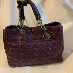 Christian Dior Cannage Quilted purple Leather Tote